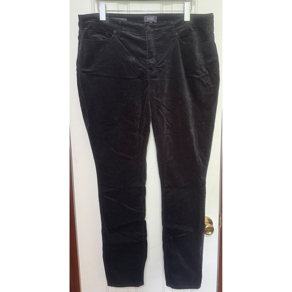 NYDJ Ami Skinny Velvet Corduroy Pants Black Lift Tuck Technology‎ Womens Size 18